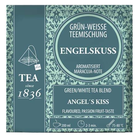 Weiß-/Grünteemischung Engelskuss Maracuja-Note aromatisiert 50 Pyramidenbeutel im Sachet à 3 g von Teemando