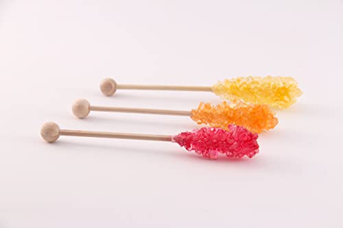 Teeparadies Löw 4 Orange / 4 Erdbeere / 4 Zitrone Mix Kandissticks einzeln verpackt 11cm | Kandiszucker Sticks | Zucker Kandis Zuckerstangen| Teezucker Kandis am Stiel | Tee Zucker am Stiel von Teeparadies Löw