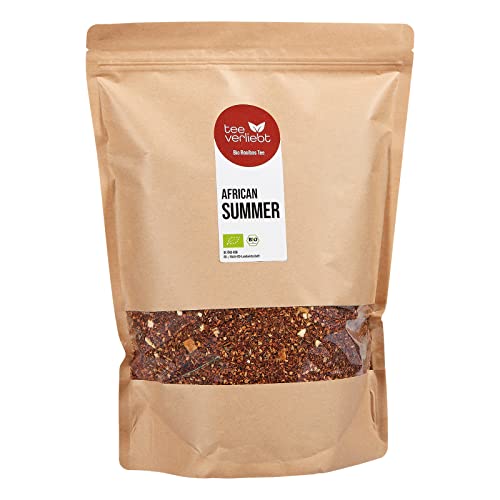 teeverliebt - Bio Rooibos-Tee African Summer 1000 g I loser Bio Rotbuschtee I Exotischer Geschmack nach Orange & Mango I Aus kontrolliert biologischem Anbau I 1 kg von teeverliebt