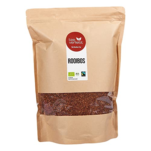 teeverliebt - Bio Rooibos Tee 1000 g I loser Bio Rotbuschtee I Rotbuschtee lose nach Fairtrade Standard I Koffeinfreier Tee aus biologischem Anbau I leckerer Roiboostee 1 kg von teeverliebt