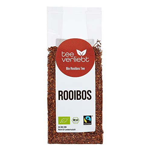 teeverliebt - Bio Roiboos Tee I loser Bio Rotbuschtee I Rotbuschtee lose nach Fairtrade Standard I Koffeinfreier Tee aus biologischem Anbau I leckerer Roiboostee 100 g von FRUTEG