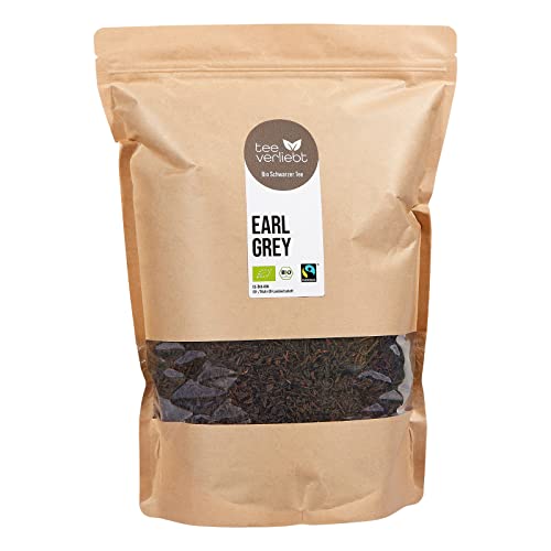 teeverliebt - Bio Schwarztee Earl Grey 1000 g I schwarzer Earl Grey Tee lose I klassischer English Breakfast Tea mit Bergamott-Öl I Fairtrade Standard I Schwarzer Tee Bio lose 1 kg von teeverliebt