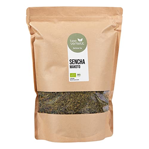 teeverliebt - Grüner Tee Bio SENCHA MAKOTO I reiner grüner Tee lose aus China nach japanischer Art I mild würzig im Geschmack I aus kontrolliert biologischem Anbau I 1000 g von teeverliebt