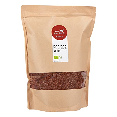 teeverliebt - Bio Rooibos-Tee ohne Aromazusätze 1kg I Loser Rotbusch-Tee in feinster Blatt-Qualität I Natürlicher & Koffeinfreier Tee-Genuss I Aus kontrolliert biologischem Anbau I 1000 g von teeverliebt