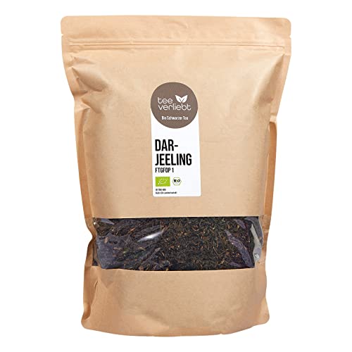 teeverliebt - Darjeeling Bio Second Flush 1000 g I loser Bio Darjeeling-Tee FTGFOP1 aus Indien I leichter Bio Schwarztee mit vollmundigem Aroma I Schwarzer Tee Bio lose 1 kg von teeverliebt