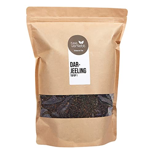 teeverliebt - Darjeeling Second Flush 1000 g I loser Darjeeling-Tee TGFOP1 aus Indien I vollmundige Sommerernte I Orange Pekoe Schwarzer Tee lose 1 kg von teeverliebt