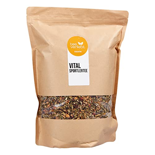 teeverliebt - Kräutermischung Vital Sportlertee 1000 g I Lose Kräuterteemischung I Anregend & Belebend - Koffeinfrei I Aromatisch mit Apfel Anis Brombeer Fenchel Orange Pfefferminz I 1 kg von teeverliebt