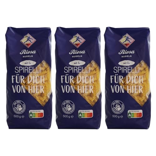3er Pack Riesa Eiernudeln Spirelli (3 x 500 g) Teigwaren, Spiralen, Riesa Nudeln, Pasta von Riesa