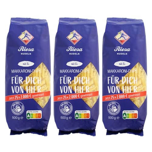 3er Pack Riesa Nudel Fitmacher Makkaroni Chips (3 x 500 g) Teigwaren, Riesa Nudeln, Pasta von Riesa