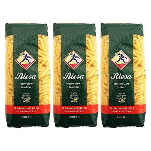 3er Pack Riesa Nudel Schlemmerliebling Makkaroni Chips (3 x 500 g) Teigwaren, Riesa Nudeln, Pasta von Riesa