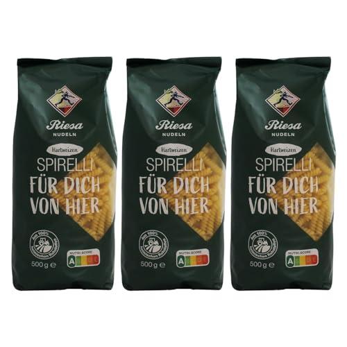 3er Pack Riesa Hartweizennudeln Spirelli (3 x 500 g) Teigwaren, Riesa Nudeln, Pasta von Teigwaren Riesa GmbH