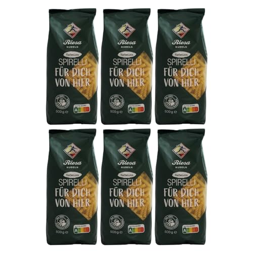 6er Pack Riesa Nudel Schlemmerliebling Spirelli (6 x 500 g) Teigwaren, Riesa Nudeln, Pasta von Riesa