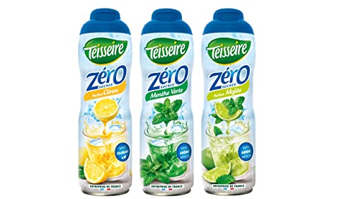 3 zuckerfreie Sirupe Zitrone grüne Minze Mojito 3X0.6L von Teisseire