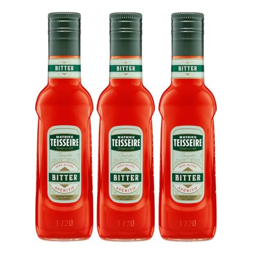 Mathieu Teisseire Getränke Sirup 250ml - Für Cocktails, Kaffee, Sorbets, Eis Smoothies uvm. mit und ohne Zucker zuckerfrei (3er Pack, Bitter Aperitif) von Mathieu Teisseire