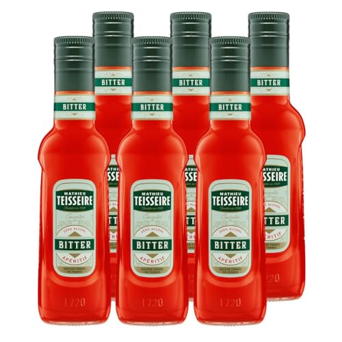 Mathieu Teisseire Getränke Sirup 250ml - Für Cocktails, Kaffee, Sorbets, Eis Smoothies uvm. mit und ohne Zucker zuckerfrei (6er Pack, Bitter Aperitif) von Teisseire