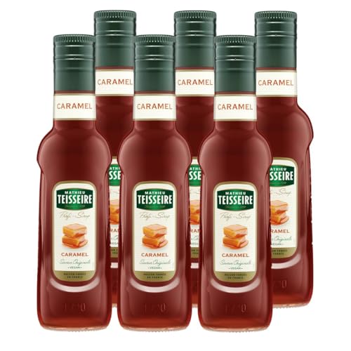 Mathieu Teisseire Getränke Sirup 250ml - Für Cocktails, Kaffee, Sorbets, Eis Smoothies uvm. mit und ohne Zucker zuckerfrei (6er Pack, Caramel) von Teisseire