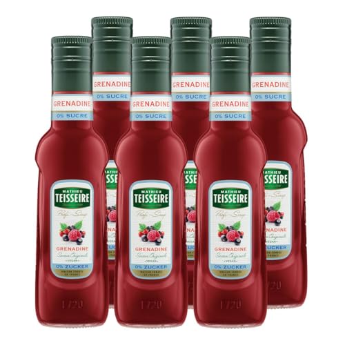 Mathieu Teisseire Getränke Sirup 250ml - Für Cocktails, Kaffee, Sorbets, Eis Smoothies uvm. mit und ohne Zucker zuckerfrei (6er Pack, Grenadine 0%) von Mathieu Teisseire