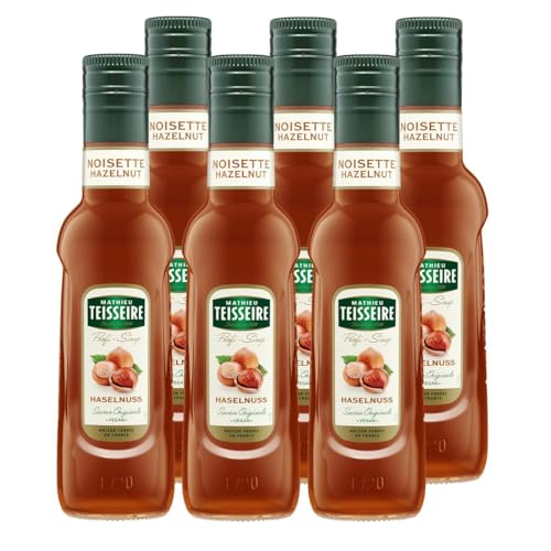 Mathieu Teisseire Getränke Sirup 250ml - Für Cocktails, Kaffee, Sorbets, Eis Smoothies uvm. mit und ohne Zucker zuckerfrei (6er Pack, Haselnuss) von Mathieu Teisseire