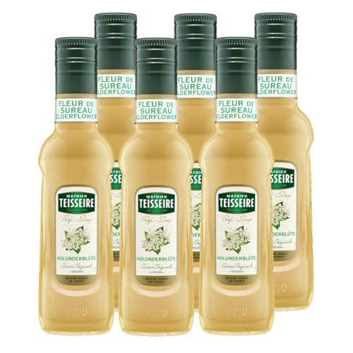 Mathieu Teisseire Getränke Sirup 250ml - Für Cocktails, Kaffee, Sorbets, Eis Smoothies uvm. mit und ohne Zucker zuckerfrei (6er Pack, Holunderblüte) von Mathieu Teisseire