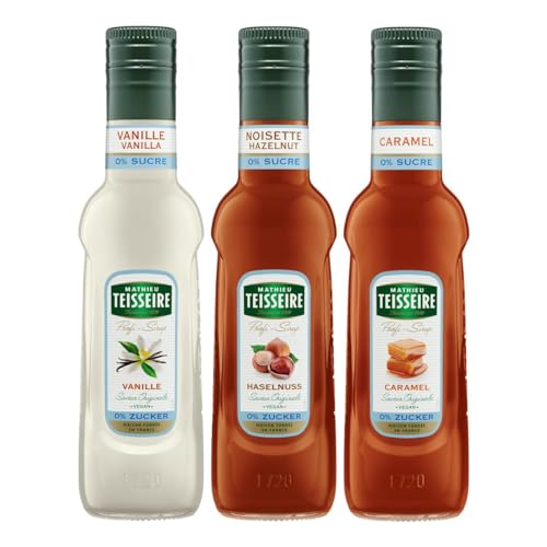 Mathieu Teisseire Getränke-Sirup Light Set Vanille, Haselnuss & Caramel je 250ml von Teisseire