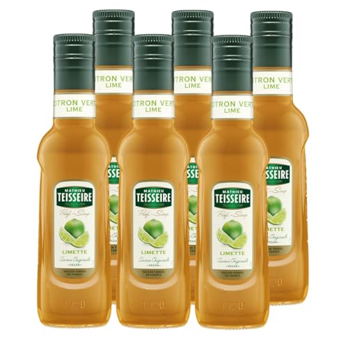 Mathieu Teisseire Getränke Sirup 250ml - Für Cocktails, Kaffee, Sorbets, Eis Smoothies uvm. mit und ohne Zucker zuckerfrei (6er Pack, Limette) von Mathieu Teisseire