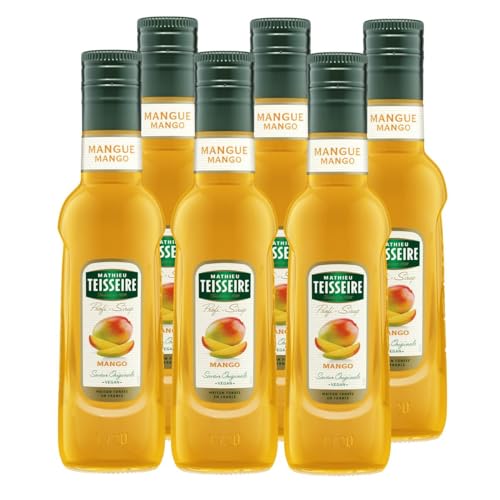 Mathieu Teisseire Getränke Sirup 250ml - Für Cocktails, Kaffee, Sorbets, Eis Smoothies uvm. mit und ohne Zucker zuckerfrei (6er Pack, Mango) von Mathieu Teisseire