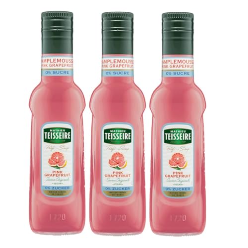 Mathieu Teisseire Getränke Sirup 250ml - Für Cocktails, Kaffee, Sorbets, Eis Smoothies uvm. mit und ohne Zucker zuckerfrei (3er Pack, Pink Grapefruit 0%) von Mathieu Teisseire