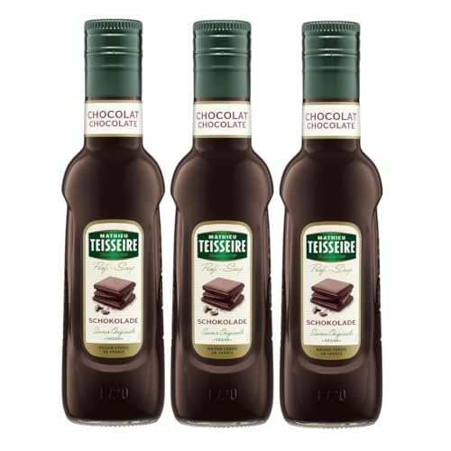 Mathieu Teisseire Getränke Sirup 250ml - Für Cocktails, Kaffee, Sorbets, Eis Smoothies uvm. mit und ohne Zucker zuckerfrei (3er Pack, Schokolade) von Teisseire