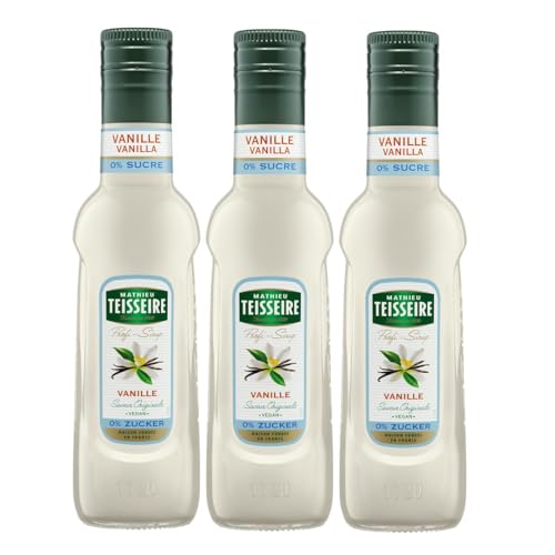 Mathieu Teisseire Getränke Sirup 250ml - Für Cocktails, Kaffee, Sorbets, Eis Smoothies uvm. mit und ohne Zucker zuckerfrei (3er Pack, Vanille 0%) von Mathieu Teisseire