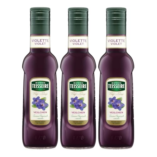 Mathieu Teisseire Getränke Sirup 250ml - Für Cocktails, Kaffee, Sorbets, Eis Smoothies uvm. mit und ohne Zucker zuckerfrei (3er Pack, Veilchen) von Mathieu Teisseire