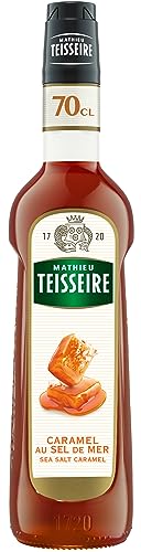 Mathieu Teisseire Karamellsirup mit Meersalz für Getränke, heiße Schokolade, Milchshakes, Shakes, Shakes, Wodkas, Rums, Whisky, Cocktails auf Sahnelikör 70cl Flasche von Teisseire