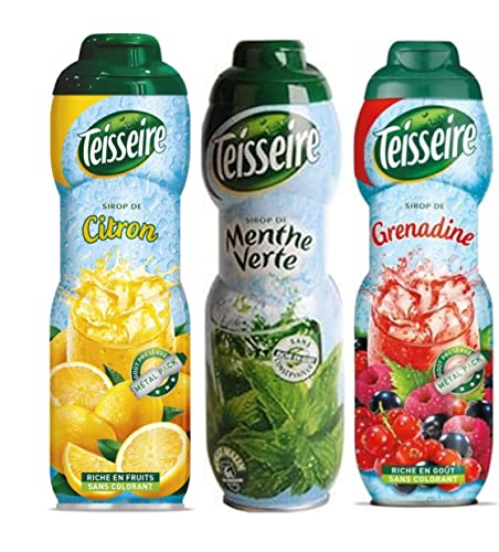 SIRUP SET GRÜNE MINZE ZITRONE GRENADINE 3 X0,6 L von Teisseire