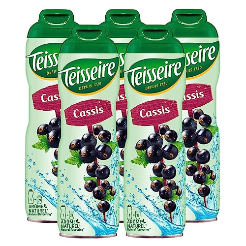 Teisseire Getränke-Sirup Cassis/Schwarze Johannisbeer 600ml - Sirup der genauso schmeckt wie die Frucht (5er Pack) von Teisseire