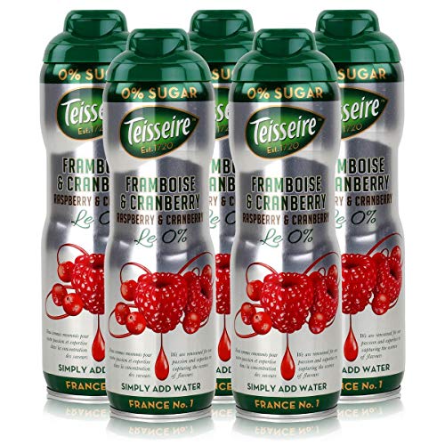 Teisseire Getränke-Sirup Raspberry & Cranberry 0% - 600ml - Sirup der genauso schmeckt wie die Frucht (5er Pack) von Teisseire