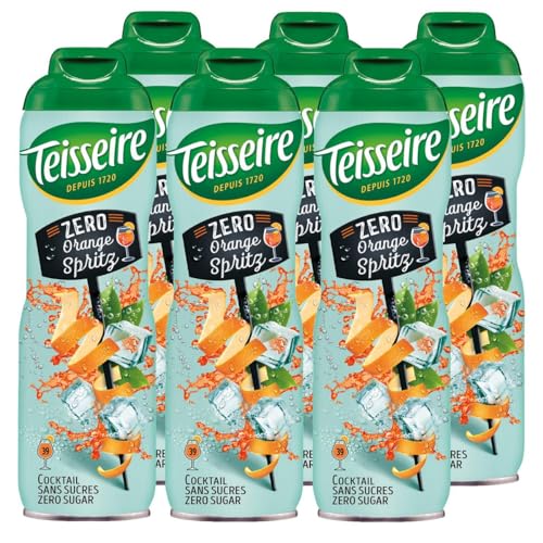 Teisseire Orange Spritz Zero - für alkoholfreie Erfrischungsgetränke mit authentischem Orange-Spritz-Cocktailgeschmack, 6x600 ml von Teisseire