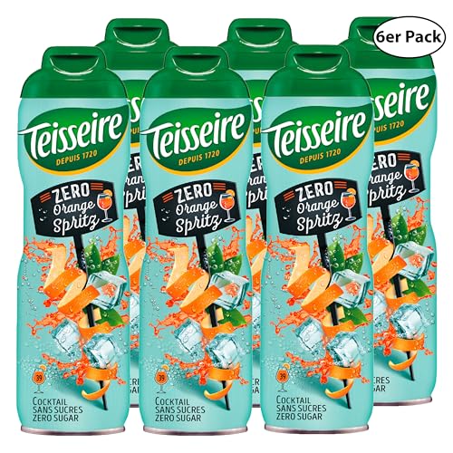Teisseire Orange Spritz Zero - für alkoholfreie Erfrischungsgetränke mit authentischem Orange-Spritz-Cocktailgeschmack, 6x600 ml von Teisseire