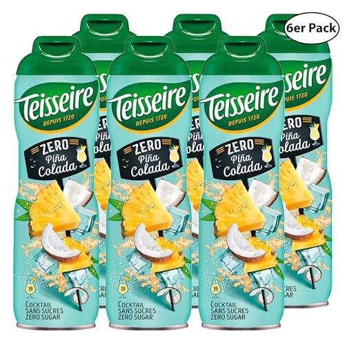 Teisseire Pina Colada Zero - für alkoholfreie Erfrischungsgetränke mit authentischem Pina Colada-Cocktailgeschmack, 6x600 ml von Teisseire