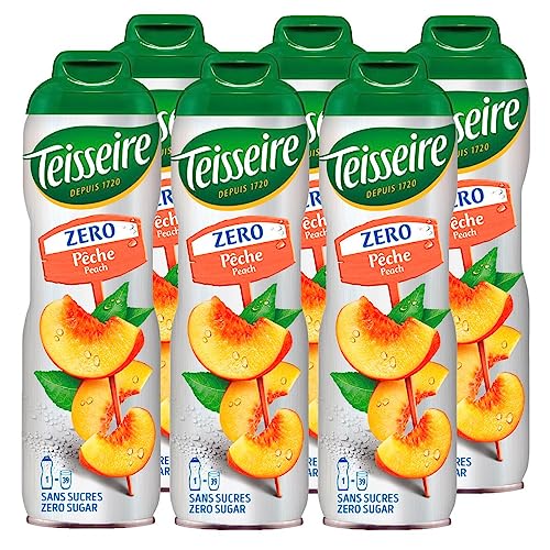 Teisseire Sirup Pfirsich/Peach zero Zucker 600ml - Cocktails (6er Pack) von Teisseire