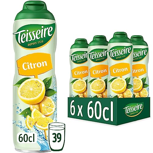 Teisseire Sirup Zitrone, Frucht Geschmack für Getränke und zum Mischen von Cocktails im Sommer, für Zuhause und to-go, 6x 600ml von Teisseire