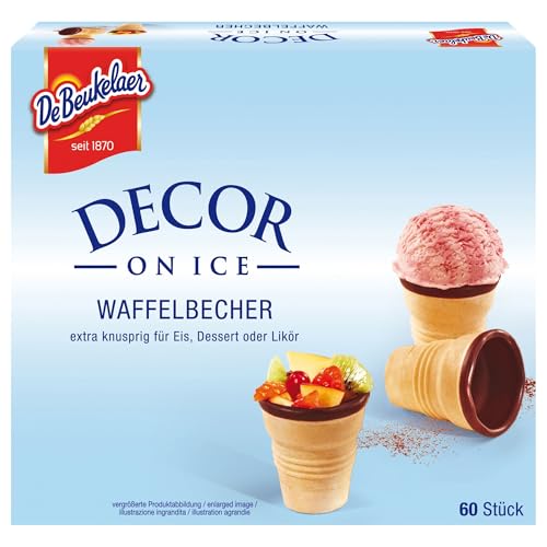 Waffel-Becher mit kakaohaltiger Fettglasur,60 Stück 1er Pack (1 x 230 g) von De Beukelaer
