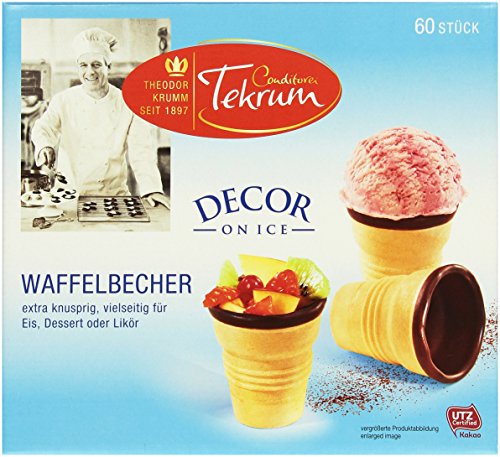 Tekrum Waffel-Becher mit kakaohaltiger Fettglasur,60 Stück 1er Pack (1 x 230 g) von Tekrum