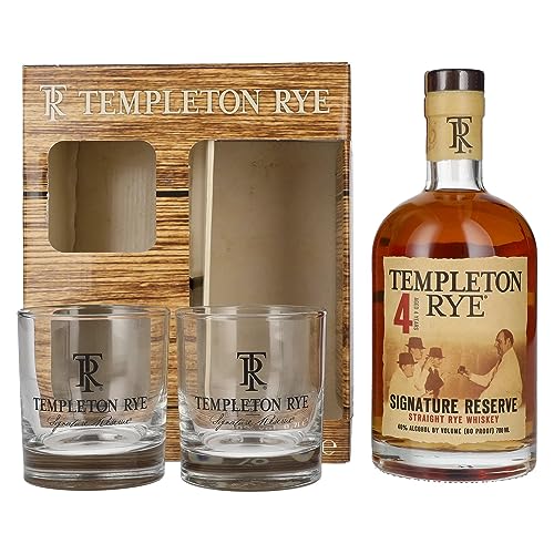 Templeton Rye 4 Years Old Signature Reserve Straigth Rye Whiskey 40% Vol. 0,7l in Geschenkbox mit 2 Gläser von Templeton Rye