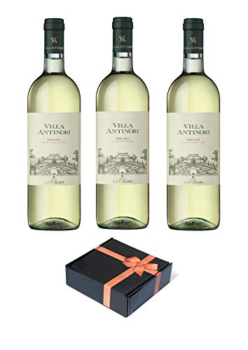 Elegante Geschenkverpackung - Weißwein aus der Toskana - 3 x 0,750 l. - Villa Antinori Bianco Toscana IGT - Weingut Marchesi Antinori von Tenuta Guado al Tasso - Weingut Marchesi Antinori