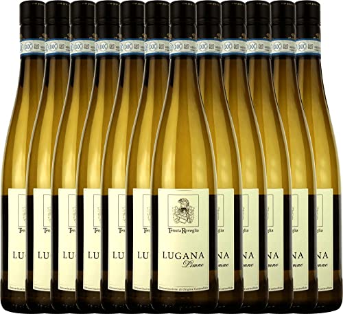 VINELLO 12er Weinpaket Weißwein - Limne Lugana DOC 2022 - Tenuta Roveglia mit VINELLO.weinausgießer | 12 x 0,75 Liter von Tenuta Roveglia