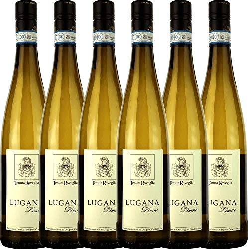 VINELLO 6er Weinpaket Weißwein - Limne Lugana DOC 2022 - Tenuta Roveglia mit VINELLO.weinausgießer | 6 x 0,75 Liter von Tenuta Roveglia