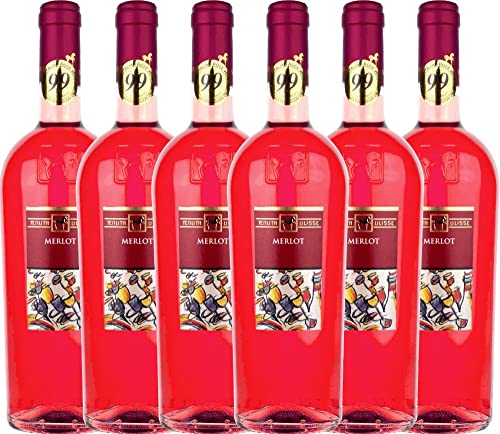 VINELLO 6er Weinpaket Roséwein - Merlot Rosato 2021 - Tenuta Ulisse mit einem VINELLO.weinausgießer | 6 x 0,75 Liter von Tenuta Ulisse