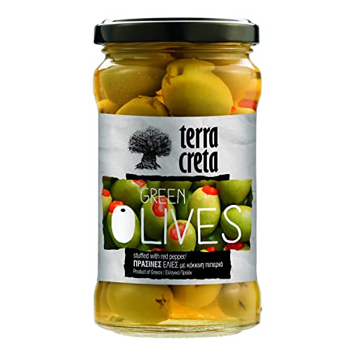 Terra Creta - Grüne Oliven mit roter Paprika 160g von Terra Creta