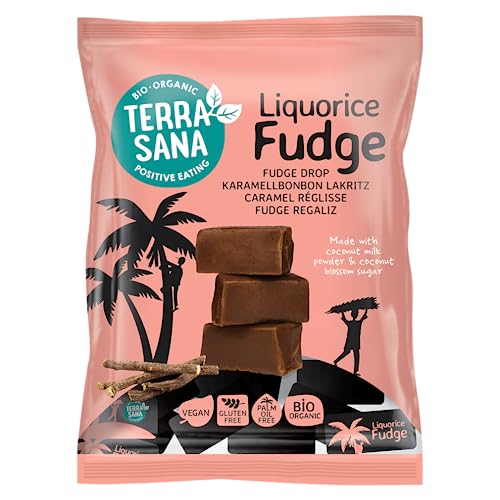 Lakritz-Fudge-Toffee mit Kokosblütenzucker und Süßholz statt Rohrzucker - Köstlicher und verantwortungsbewusster Lakritzgeschmack (1 x 150g) Bio und vegan von TerraSana