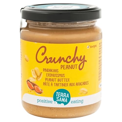 TerraSana Bio Erdnussmus Crunchy: Für den perfekten Start in den Tag - (1 x 250g Glas) Erdnuss Butter von Terrasana