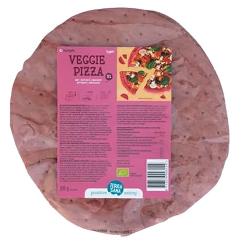 TerraSana Bio Gemüsepizzaboden mit Roter Bete, Knuspriger Pizzaboden, 35% Rote Beete, (1 x 300g) Traditionelles Italienisches Rezept vorgebacken fertig rund von Terrasana